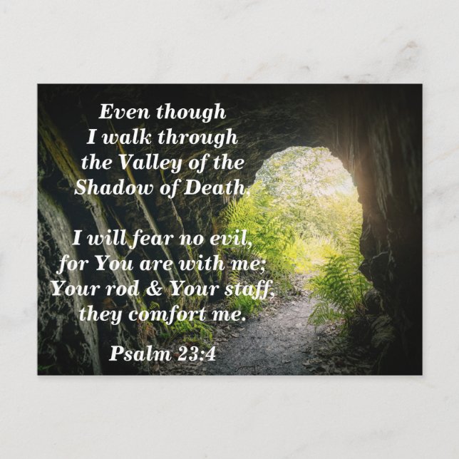 Postal Salmo 23:4 No Temeré Ningún Mal Versículo Bíblico  (Anverso)