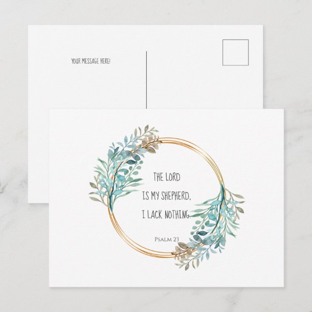 Postal Salmo 23 El SEÑOR es mi pastor, Escritura (Anverso / Reverso)