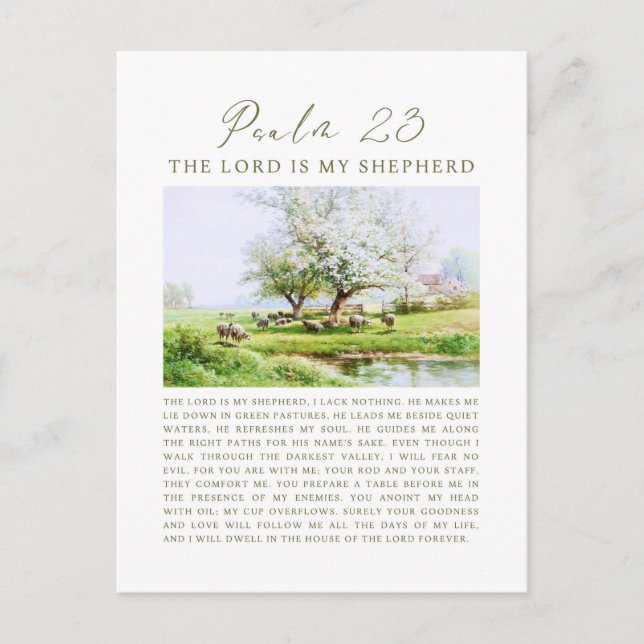 Postal Salmo 23 NIV El Señor es mi Pastor (Anverso)