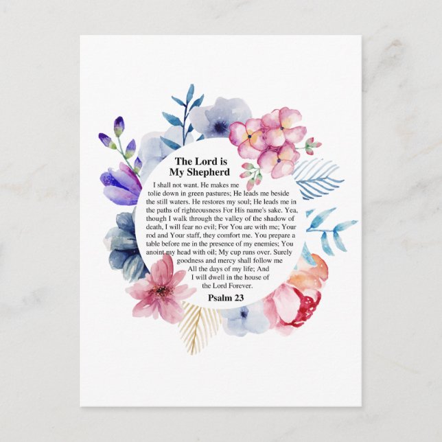 Postal Salmo 23 NKJV El Señor es mi Pastor (Anverso)