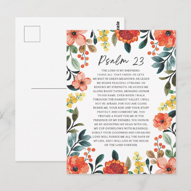 Postal Salmo 23 NKJV El Señor es mi Pastor (Anverso / Reverso)