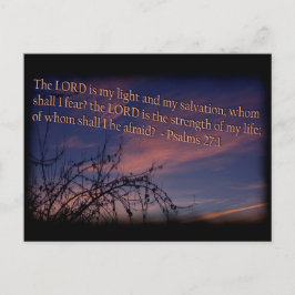 Postal Salmo 27:1 en la frontera negra del amanecer