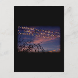 Postal Salmo 27:1 en la frontera negra del amanecer