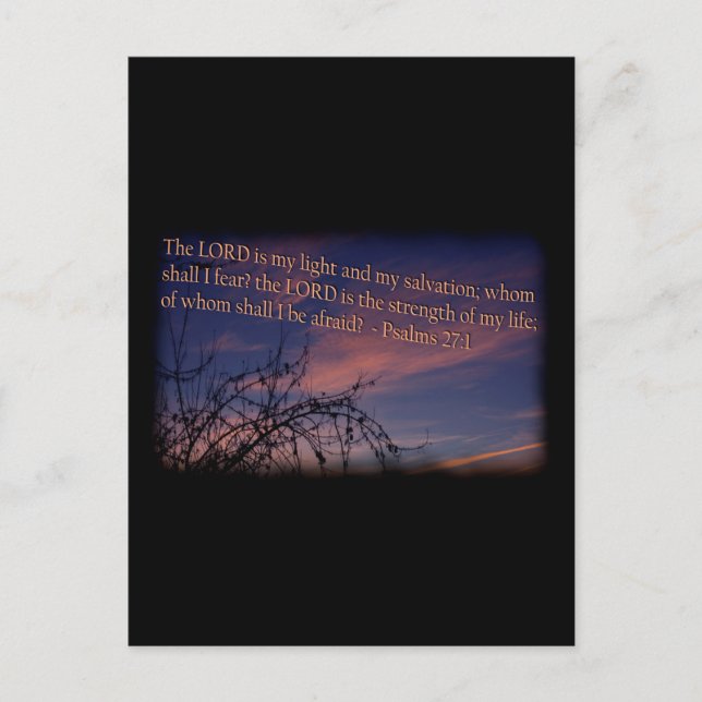 Postal Salmo 27:1 en la frontera negra del amanecer (Anverso)