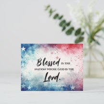 Salmo 33:12 Bendita es la Nación USA Bandera Bibli