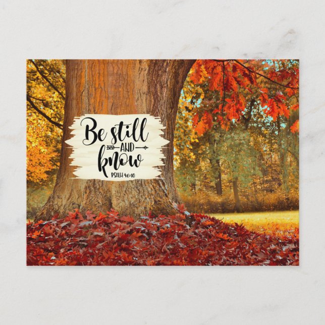 Postal Salmo 46:10 Be Still and Know, Autumn Tree (Anverso)