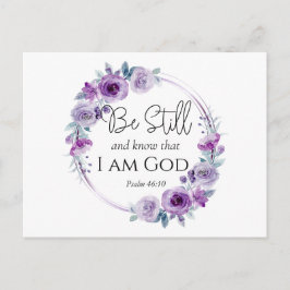 Postal Salmo 46:10 Estar quieto y conocer la flora púrpur