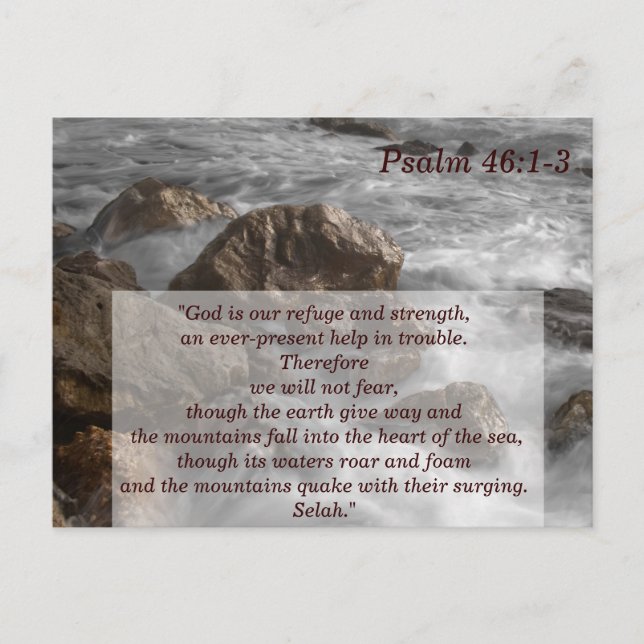 Postal Salmo 46 1-3 Dios es Nuestro Refugio Versículo Bíb (Anverso)