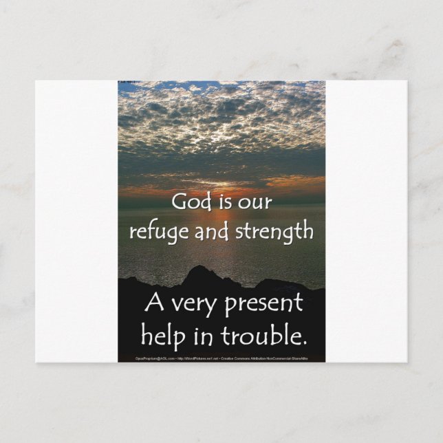 Postal Salmo 46:1 - Hermoso amanecer sobre el lago Michig (Anverso)