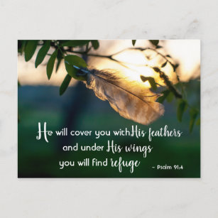 Postal Salmo 91:4 Te cubrirá con sus plumas