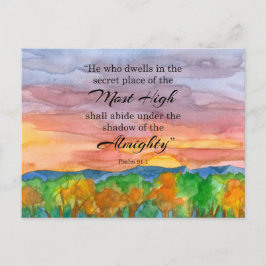 Postal Salmo 91 Escritura Versículo Bíblico Atardecer del