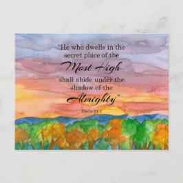 Postal Salmo 91 Escritura Versículo Bíblico Atardecer del