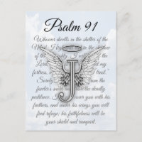 Salmo 91 Letra J Angel Wings Halo Postcard