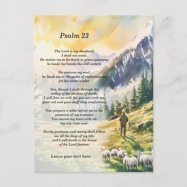 Postal Salmo Personalizado 23 Con Imágenes Pastoras (Anverso)