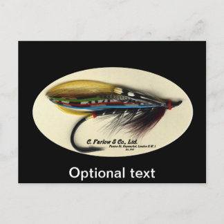 Postal Salmon Fly - ala de plumas de Médica negro