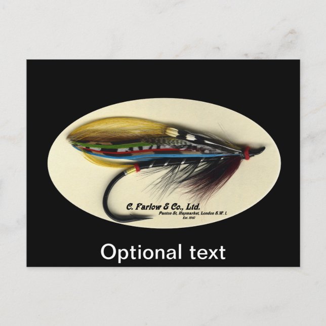 Postal Salmon Fly - ala de plumas de Médica negro (Anverso)