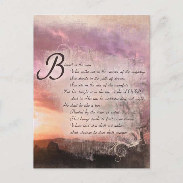 Postal Salmos y atardeceres Biblia Verso de estímulos (Anverso)