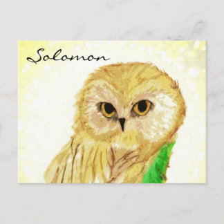 Postal Salomón el Búho Sabio de los Libros de Sara