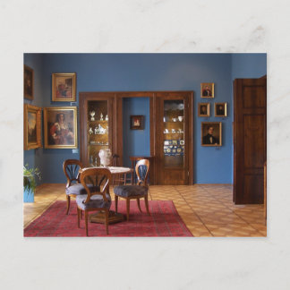 Postal Salón azul con galería de arte