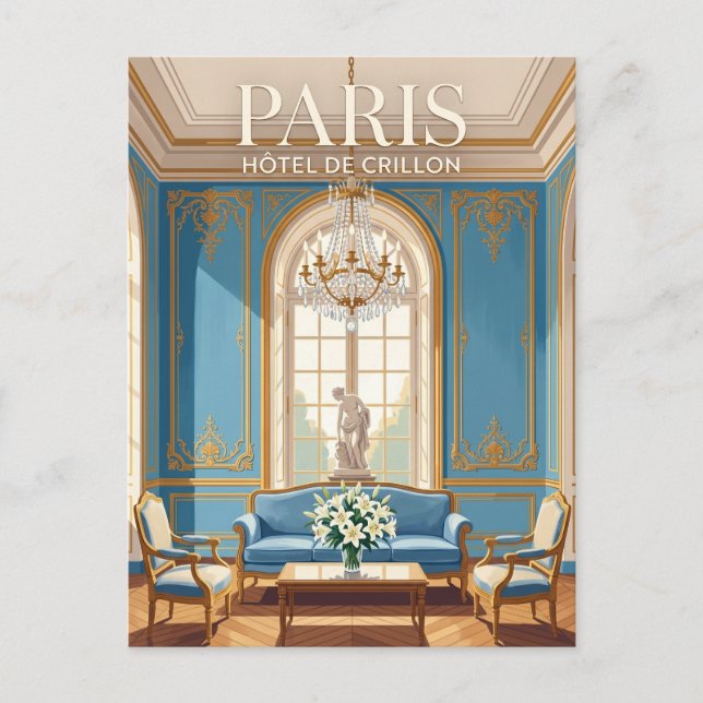 Postal Salón Azul en el Hôtel de Crillon Francia (Anverso)