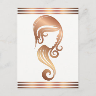 Postal Salón de Belleza Chic Rose Gold Girl Cabello y Maq