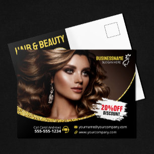 Postal Salón de Belleza Estilista de Pelo Dorado Glamuros