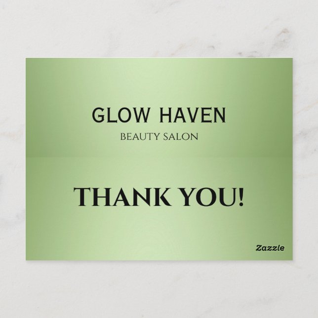 Postal Salón De Belleza Verde De Lujo (Reverso)