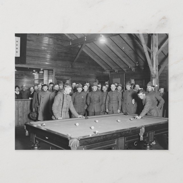 Postal Salón de billar YMCA de la Primera Guerra Mundial, (Anverso)