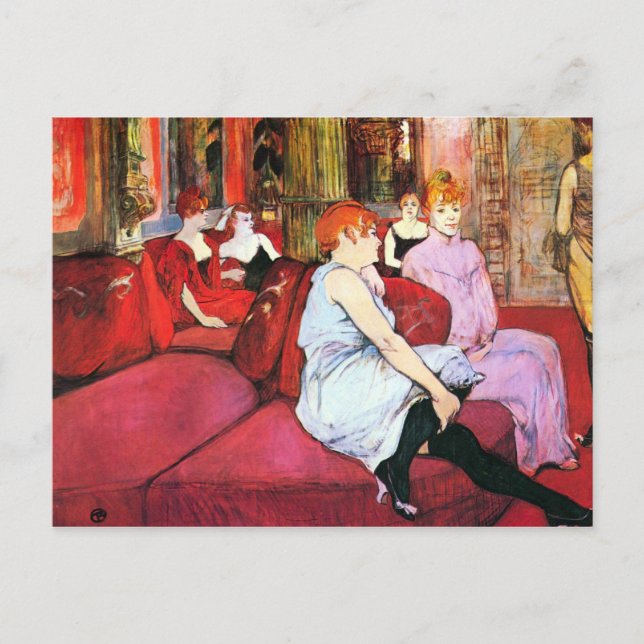Postal Salón en la rue de Moulins, por Toulouse-Lautrec (Anverso)