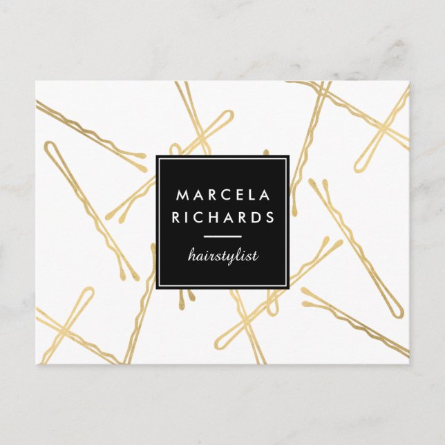 Postal Salón Estilista de moda Bobby Pins (Anverso)