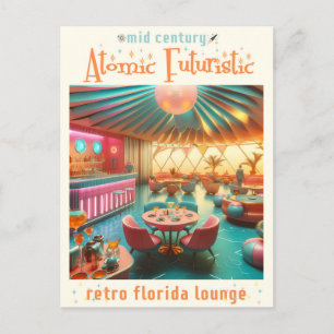 Postal Salón Retro Florida Futurista Atómico