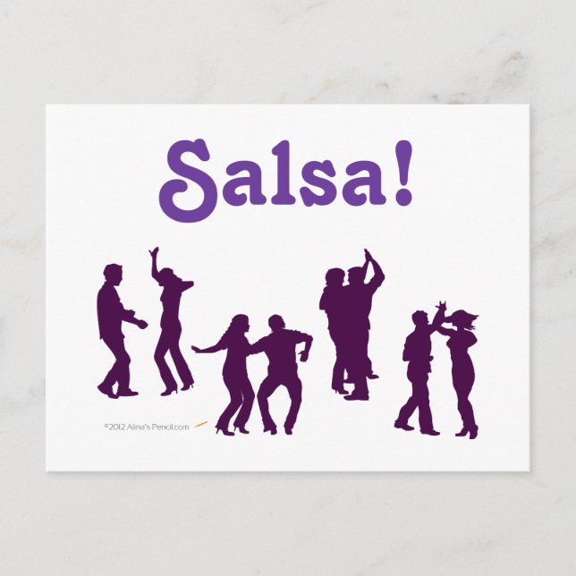 Postal Salsa Dancing Poses Silhouettes Personalizado (Anverso)