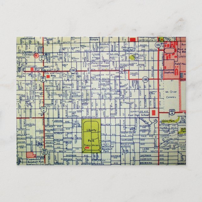 Postal SALT LAKE CITY, UT Vintage Map Postcard (Anverso)
