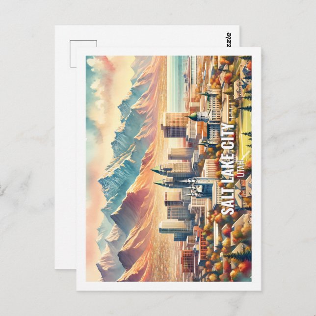 Postal Salt Lake City Utah EE.UU. Famoso lugar acuático (Anverso / Reverso)