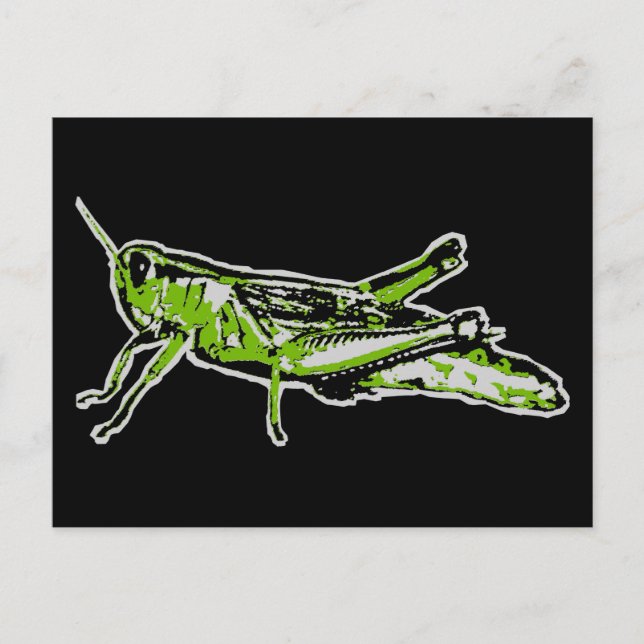 Postal Saltamontes Verde Pop Art (Anverso)