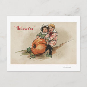Postal Saltando calabaza hacia la colina