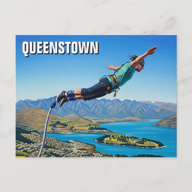 Postal Salto de Bungy en Queenstown New Zealand Travel (Anverso)