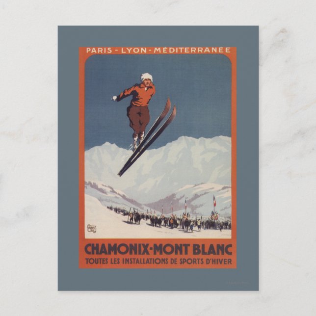 Postal Salto de esquí - poster olímpico del promo de PLM (Anverso)