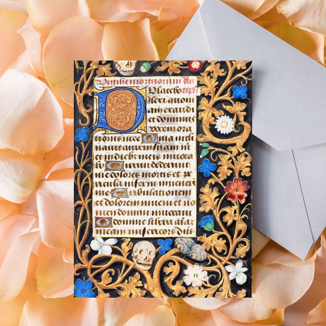 Postal Salto de la Biblia 114 Manuscrito Medieval - Memen (Bible Psalm 114 Medieval Manuscript - Memento Mori Catholic Christian Lent Postcard)