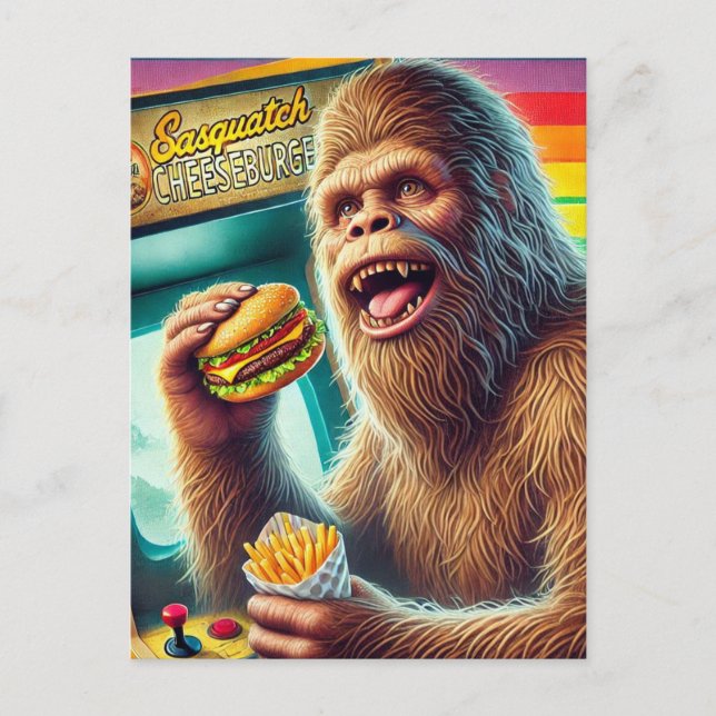 Postal Salto de queso Sasquatch y arcada retro Fries (Anverso)