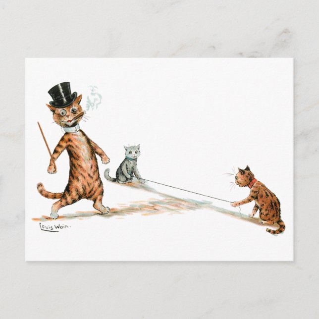 Postal Salto del gato Louis Wain (Anverso)