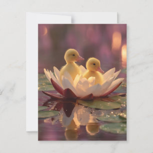 Postal Saltos adorables en una flor de Lily del Agua