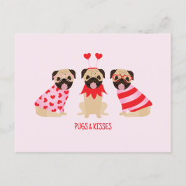 Postal Saltos Y Besos Perros De Pug Cute