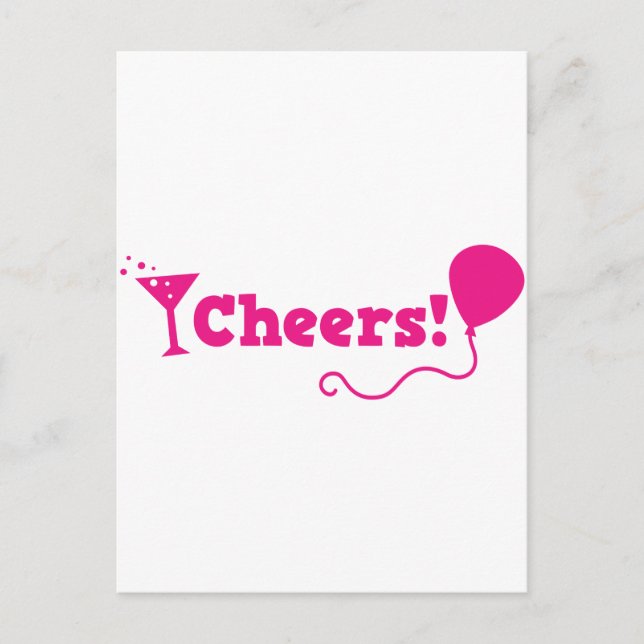 Postal ¡Salud! con fiesta Globo y cóctel de vidrio (Anverso)