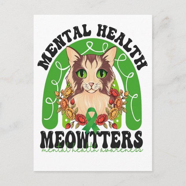 Postal Salud Mental Gatos Divertidos Kitten Arcoíris  (Anverso)