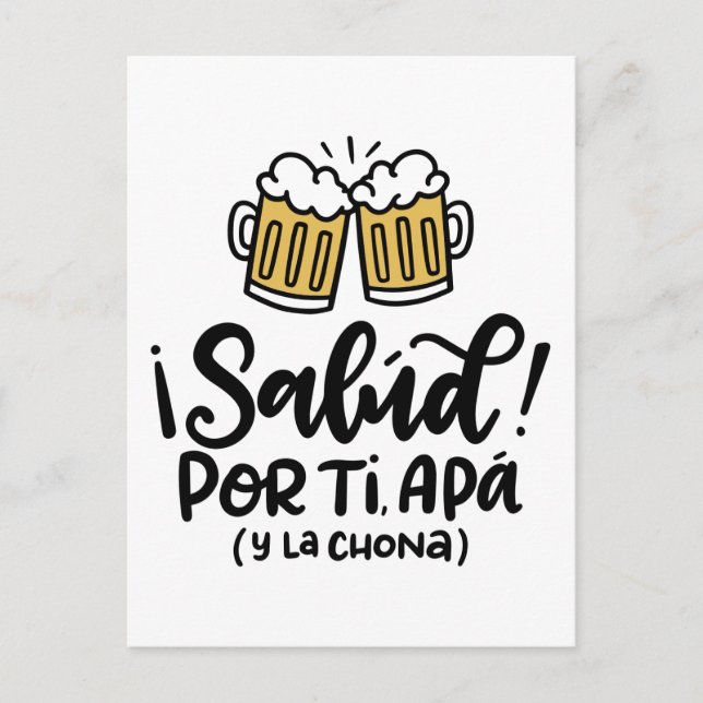 Postal Salud o Mi Apa y la Chona, diseño dibujado a mano (Anverso)