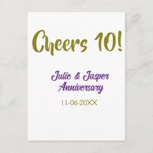 Postal Salud por el 10º aniversario de bodas púrpura dora