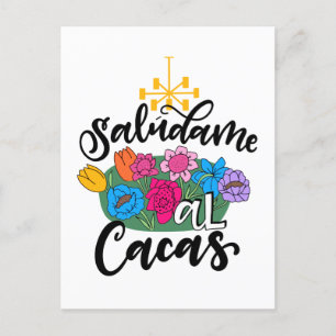 Postal Saludame Al Cacas, con letra a mano