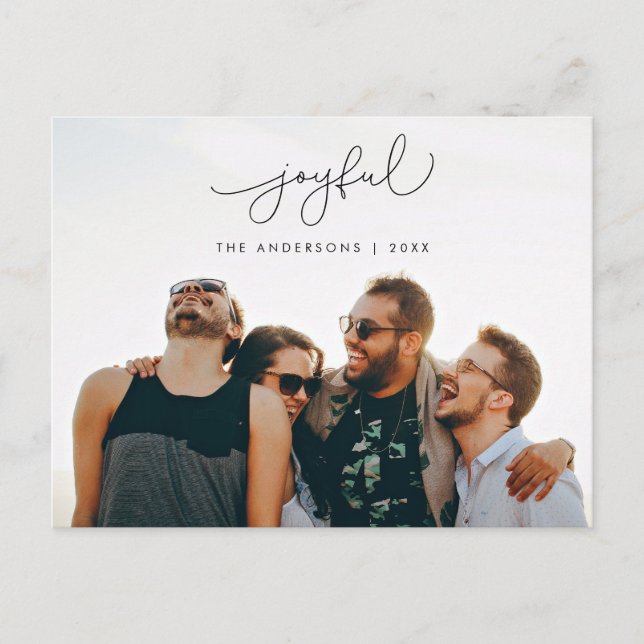 Postal Saludo alegre, foto de la familia navideña de Feli (Anverso)