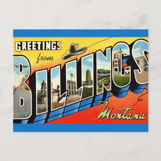 Postal Saludo Antiguo Billings MT (Anverso)
